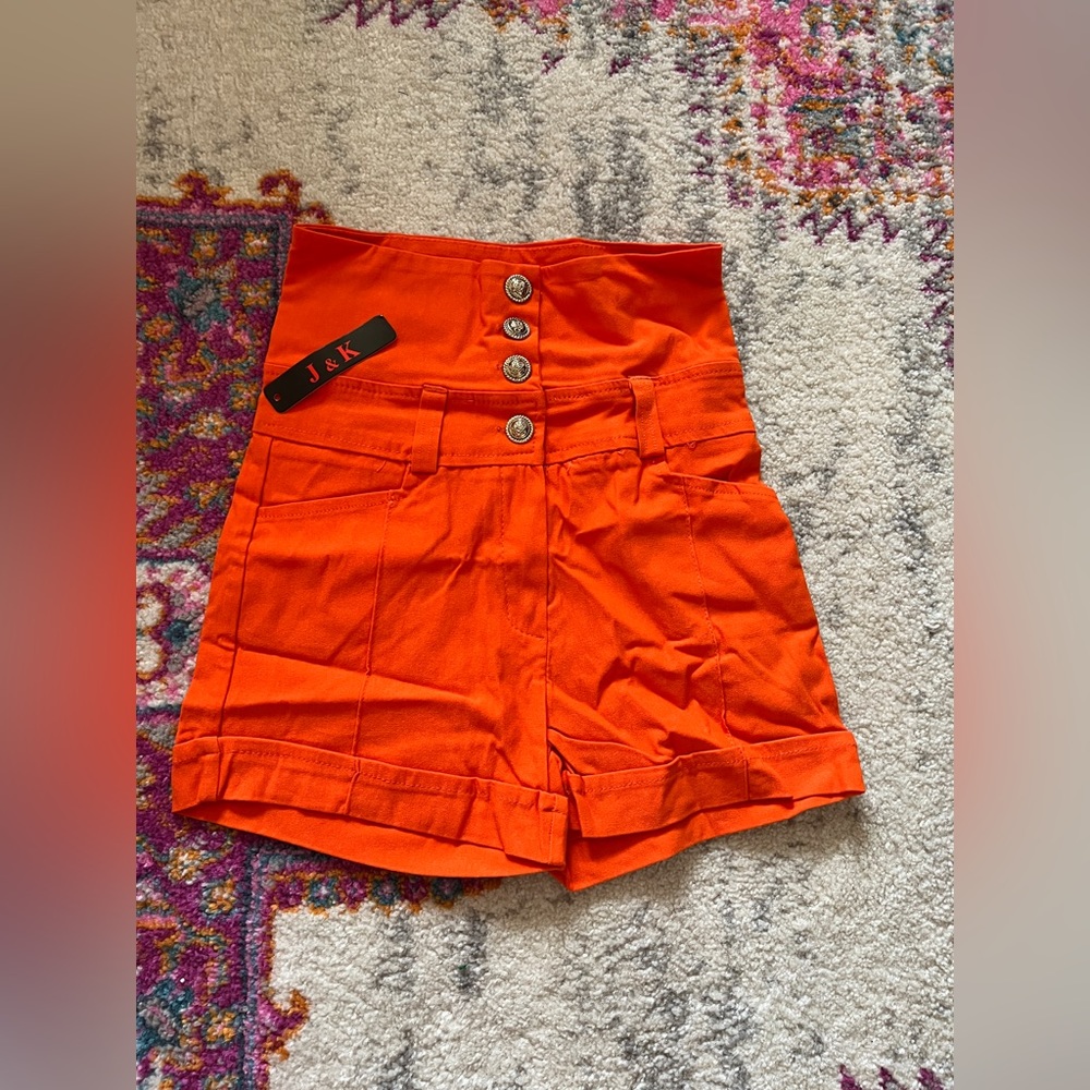 Womens Orange High_waisted Shorts